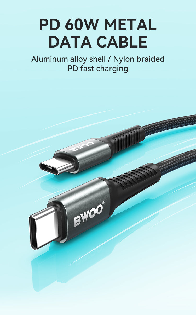 USB-C to USB-C Fast Charging Cable PD 60W Nylon 1M