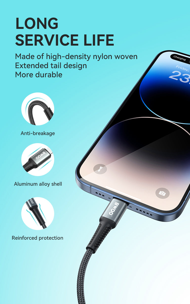 USB-C to Lightning Fast Charging Cable PD 27W Nylon 1M