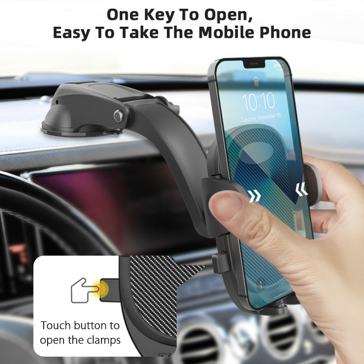 One-Touch Car Phone Holder with Adjustable Clamp and Suction Mount